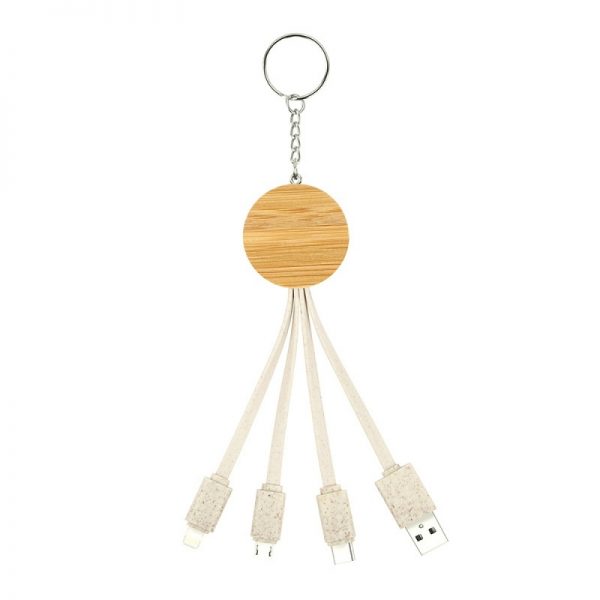 Eco-friendly-Bamboo-3-IN-1-Charging-Cable-with-Key-ring