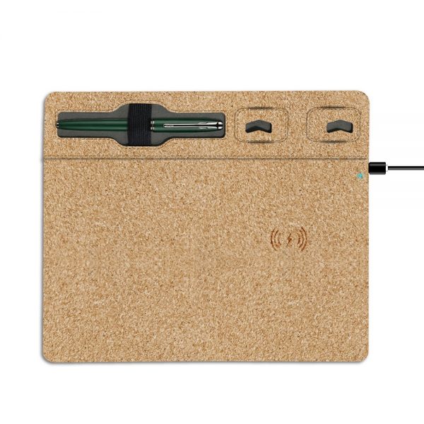 Eco_friendly_Cork_Mouse_Pad_Wireless_Charger_with_Cell_Phone_Holder